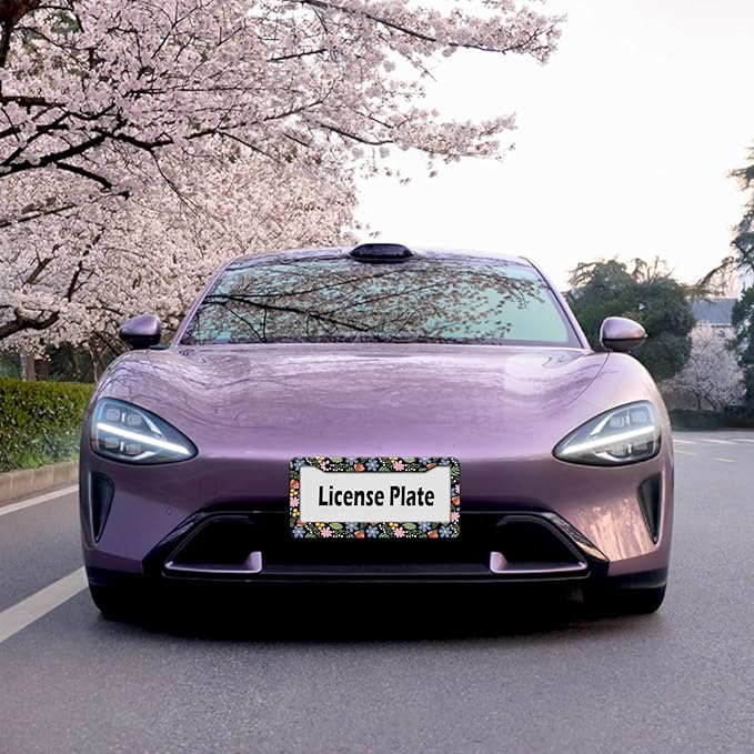 Florals License Plate Frame for Women, Metal Aluminum Rustproof Car Accessories - Image 5