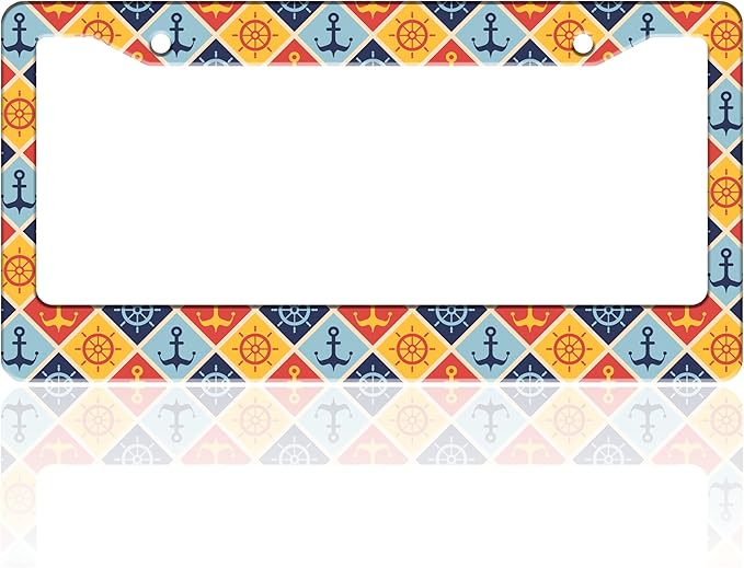 Anchor Rudder License Plate Frame Nautical Stainless Steel License Plate Holder by TINALUIN