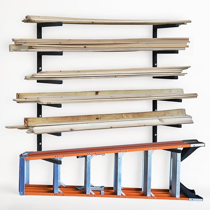 Wood Storage Racks with 3 Level, Garage Organizer Lumber Storage Rack Wall by BOLESHU