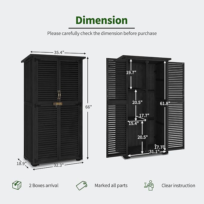 MCombo Outdoor Storage Cabinet, Wooden Storage Shed - Image 3