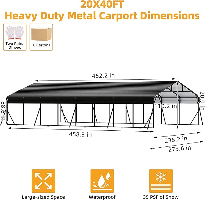 20x40FT Metal Carport Kits - Image 2
