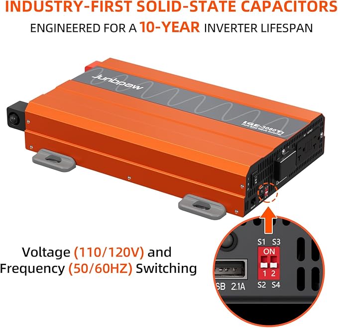 3080 Watt Pure Sine Wave Inverter, Equipment GFCI, 12V DC to 120V AC Converter - Image 2