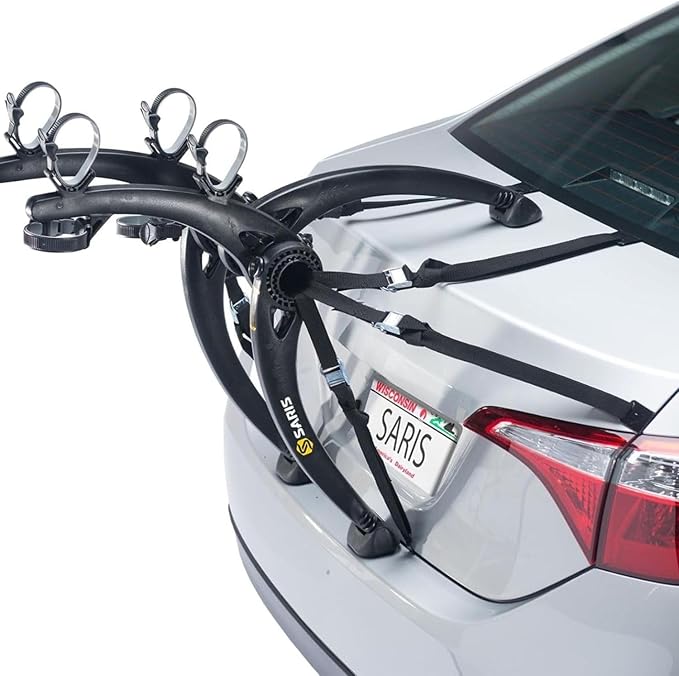 Saris Bones Car Trunk Bicycle Rack Carrier, Mounts 2 Bikes, Anti-Sway Straps by Saris