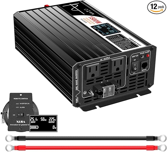 Xijia 1500W Pure Sine Wave Inverter DC 60v to 120v Inverter 60HZ Solar Converter by XIJIA