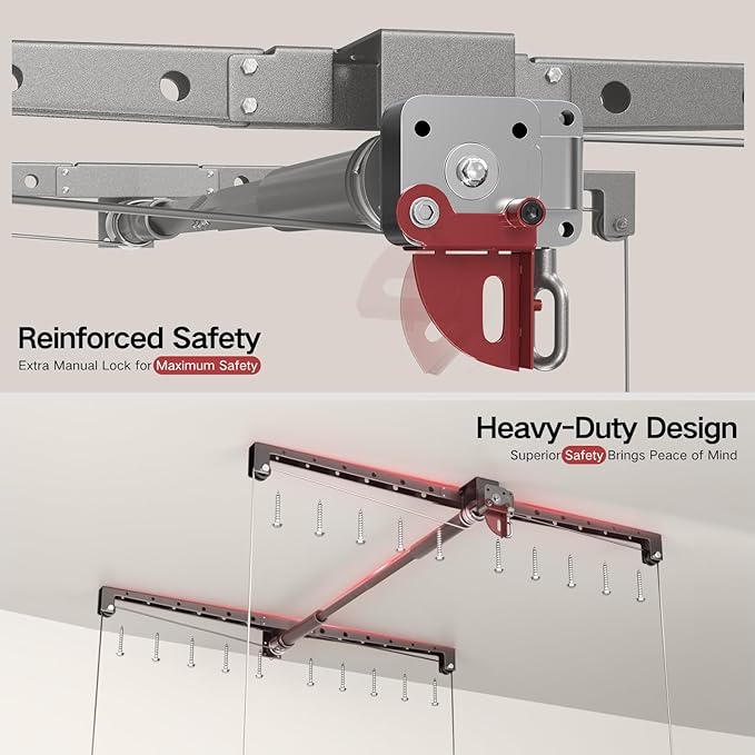 Overhead Garage Storage Lift, Adjustable Heavy-duty 4x4 Ft Ceiling Racks - Image 4