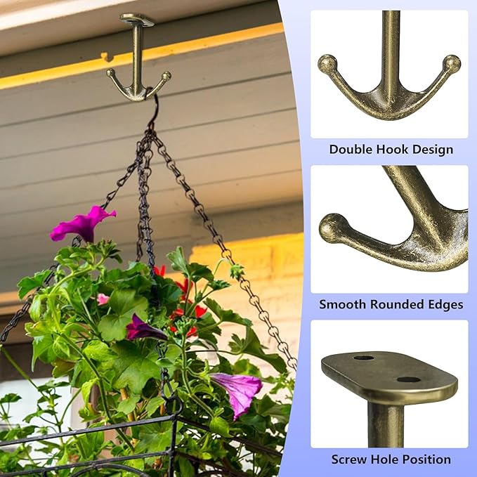 Ball Two Prong Ceiling Hook for Closet Top Bathroom Kitchen Cabinet Garage Pack - Image 4