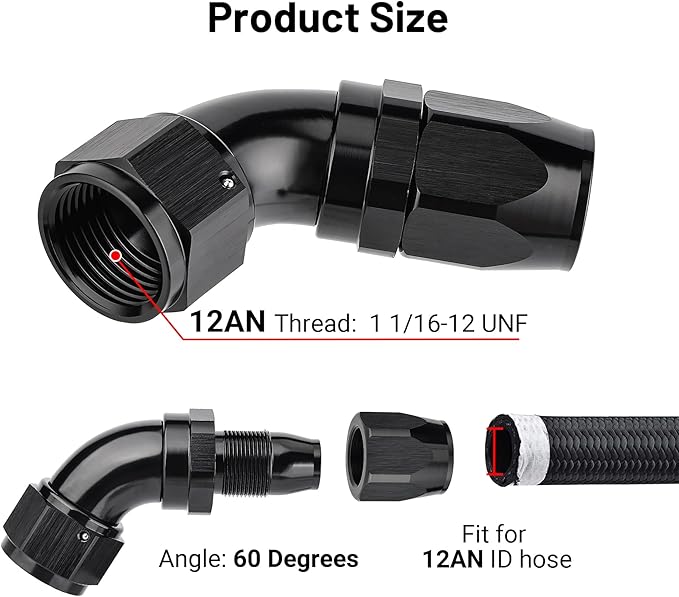 EVIL ENERGY 12AN 60 Degree One Piece Full Flow Hose End Fitting Swivel - Image 2