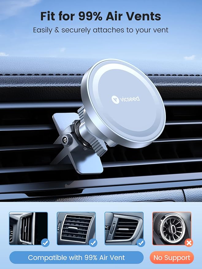 VICSEED for MagSafe Car Mount Magnetic Phone Holder for Car Vent 360 Adjustable - Image 7