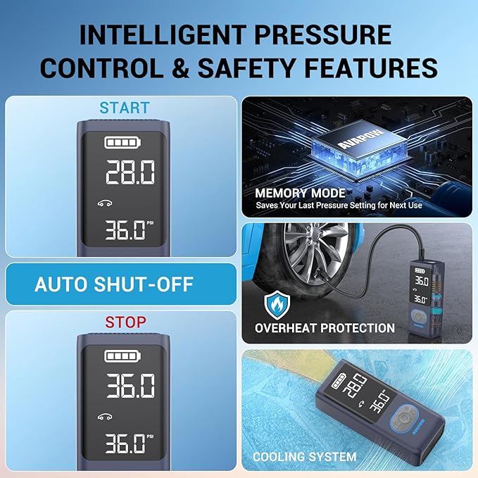 AVAPOW AP18 Tire Inflator Portable Air Compressor, 300% Faster 150 PSI Cordless - Image 4
