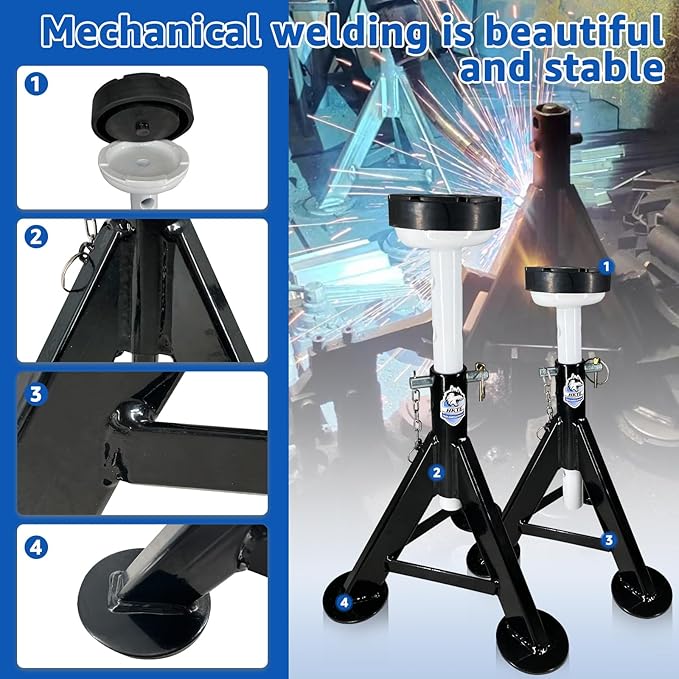 HKTE 4 Ton Heavy Duty Jack Stands, Security Locking Pins, 000 lbs Capacity - Image 3
