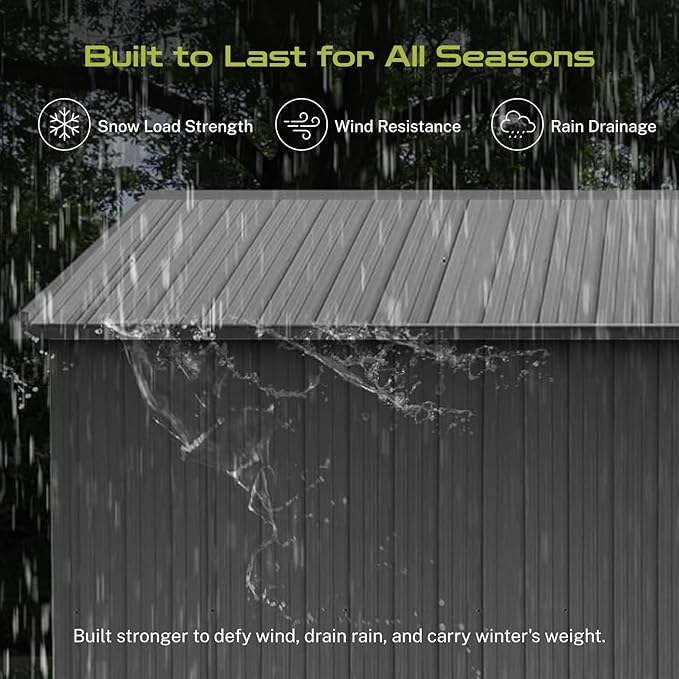 12x10 Ft Storage Shed Outdoor, XL Permanent Steel Building - Image 3