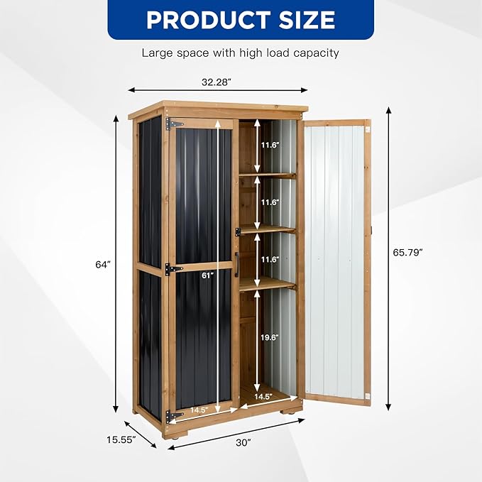 Outdoor Storage Cabinet Wood & Metal - Image 2