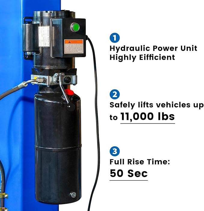 110V Two Post Car Lift 11, 000 LBS, Single-Sided Unlocking Heavy Duty Floor - Image 4