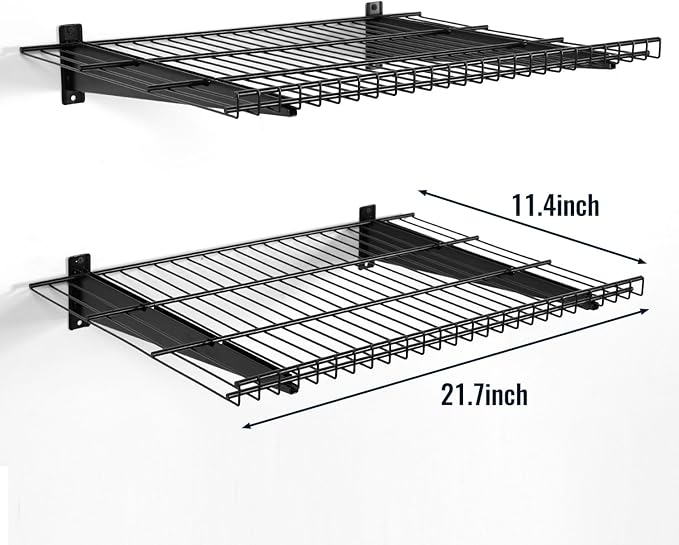 2 Pack Garage Wall Mounted Shelf, 21.7" x 11.4" Heavy Duty Wall Storage Shelves - Image 2