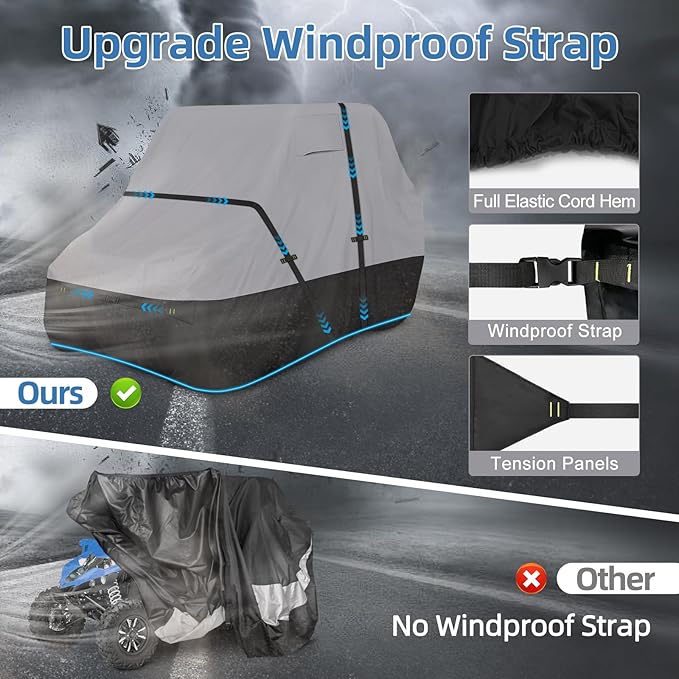 UTV Cover, Waterproof Side by Side Cover, 2-3 Seaters Outdoor Storage Cover - Image 3