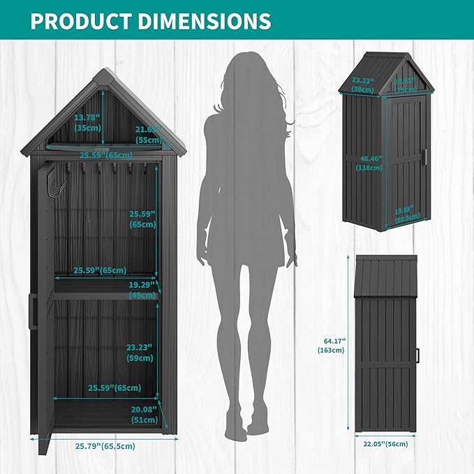 Shed Outdoor Storage Shed with Sloping Roof and Lockable Door, Resin Outdoor - Image 8