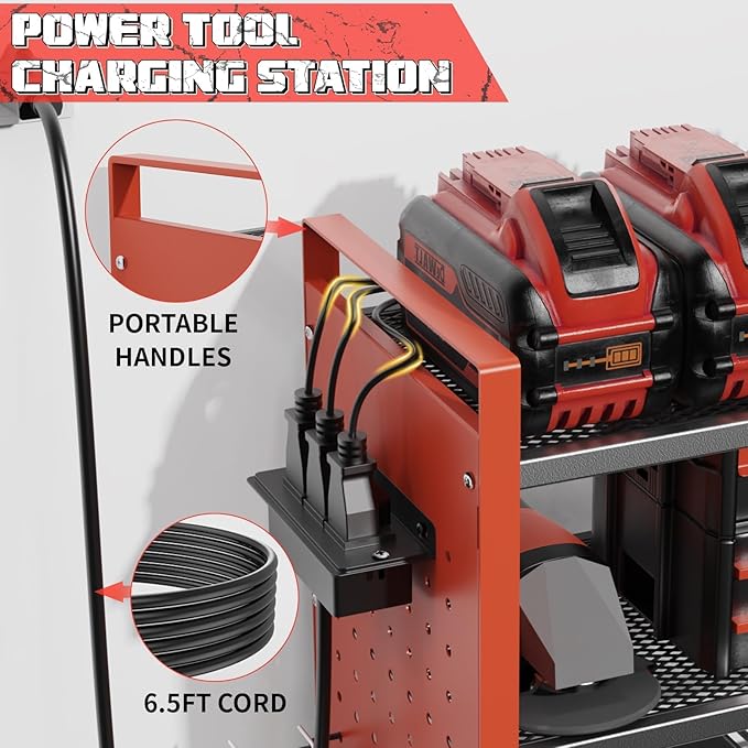 Power Tool Organizer with Charging Station Wall Mount, 3 Layer Expanded Heavy - Image 4