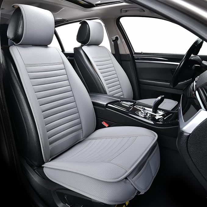 Universal Leather Car Seat Covers Full Set, Car Seat Cushion Covers Protector by SunnyColor