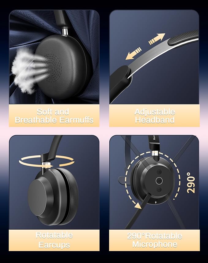 Wireless Headset with Mic for Work, Headset with Microphone for PC, Wireless - Image 7