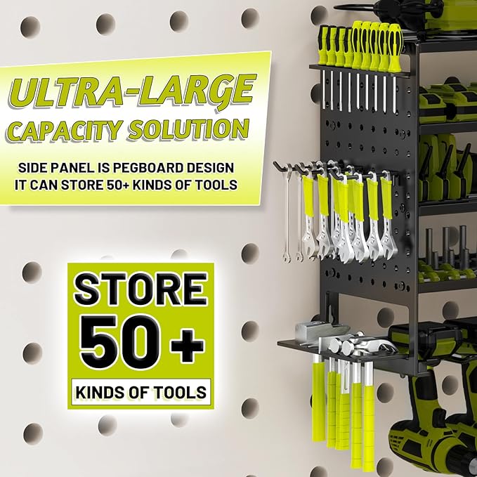 5 Layers Power Tool Organizer Wall Mount, Metal Cordless Tool Storage Rack - Image 4
