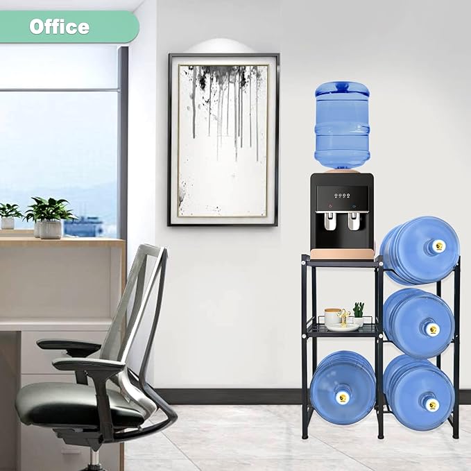 5 Gallon Water Jug Holder with 2 Storage Shelves, 3 Tier Water Bottle Holder - Image 5