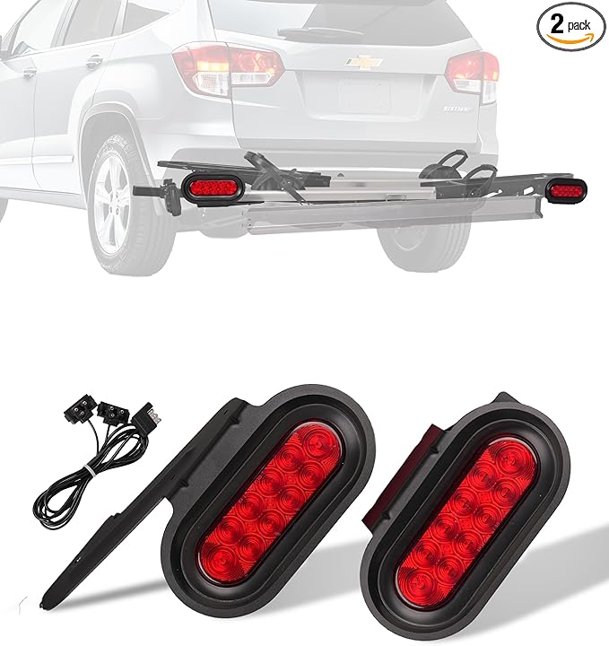 Young Bike Rack Brake Light & Plate Kit, 6 Inch 10LEDs Oval Red LED Tail Light by YoungElectric