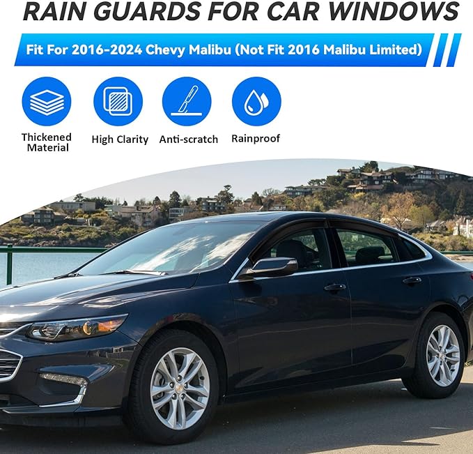 4pcs Front+Rear Smoke Tint Sun/Rain Guard Outside Mount Tape-On Vent Window - Image 2