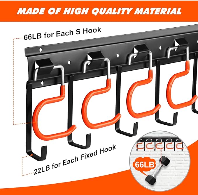 51'' All Metal Garden Tool Organizer Adjustable Garage Tool Organizer Wall - Image 3