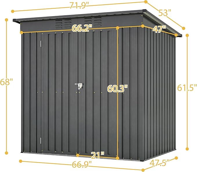 6x4 FT Outdoor Metal Storage Shed - Image 2