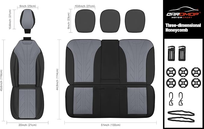 CAROMOP Luxury Faux Leather&Fabric Car Seat Covers 2 Front Seats - Image 8