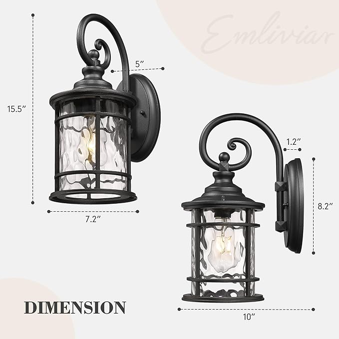 Emliviar Farmhouse Outdoor Light Fixture, 15.5" Exterior Lighting Fixtures - Image 6