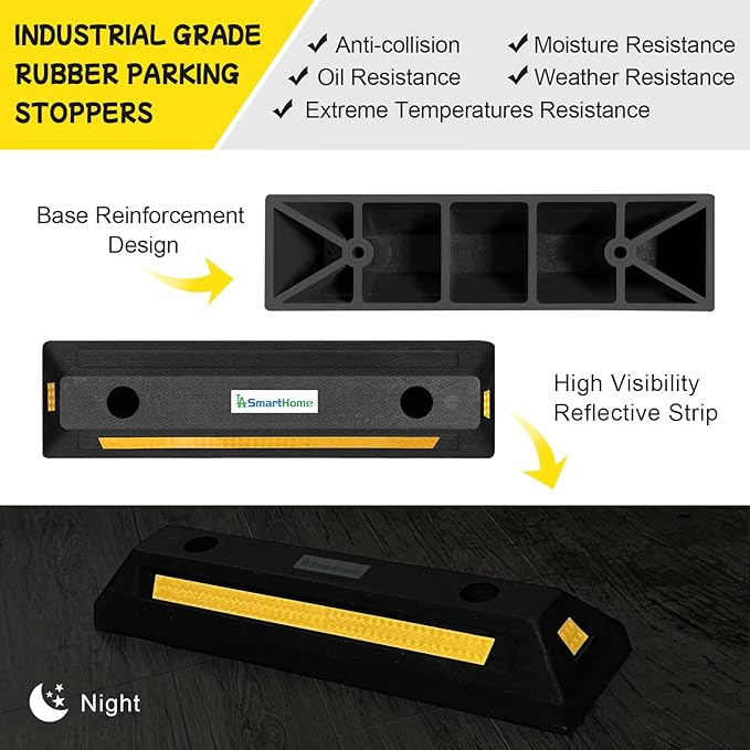 Car Parking Stopper – 2PCs Heavy Duty Rubber Curb Car Stop - Image 3