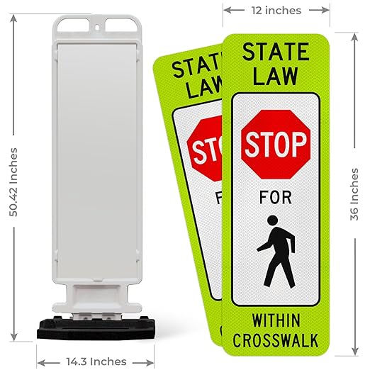 State Law Stop for Pedestrian Within Crosswalk MUTCD R1-6a Sign, Double Sided - Image 3