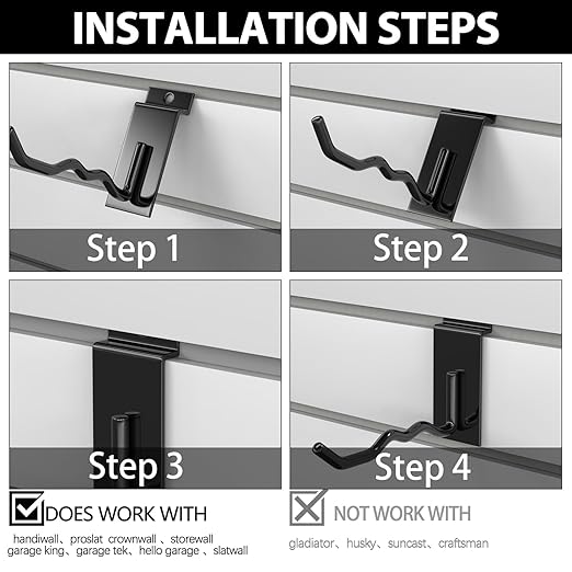 3-H Black Steel Slatwall Hooks, 10 Pack, 4.7 Inch, Heavy Duty, Wave Shape - Image 7