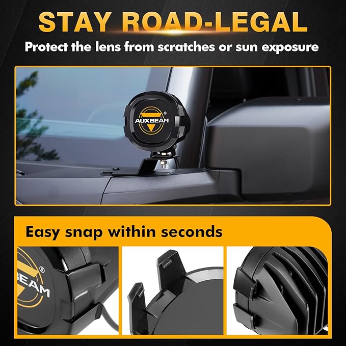 Auxbeam P4 Series Round Protective Light Covers, 4 Inch Black Offroad LED Pods - Image 4