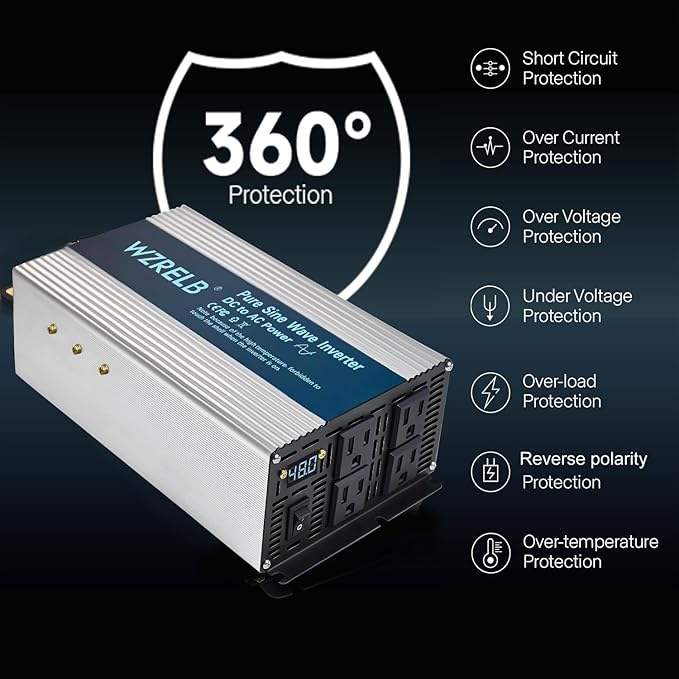 WZRELB 2000W Pure Sine Wave Inverter 48V DC to 110V 120V AC, Car Power Inverter - Image 5