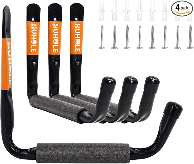 HUHOLE Ladder Hooks for Garage Wall, Wall Mount Ladder Brackets by HUHOLE