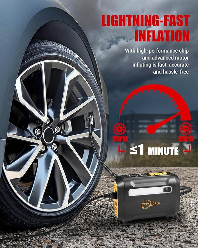 R8 Tire Inflator Portable Air Compressor, DC 12V Portable Air Compressor - Image 2