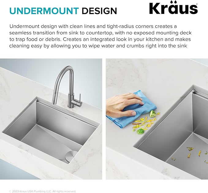 KRAUS Kore 17-Inch Undermount Workstation 16 Gauge Single Bowl Stainless Steel - Image 8