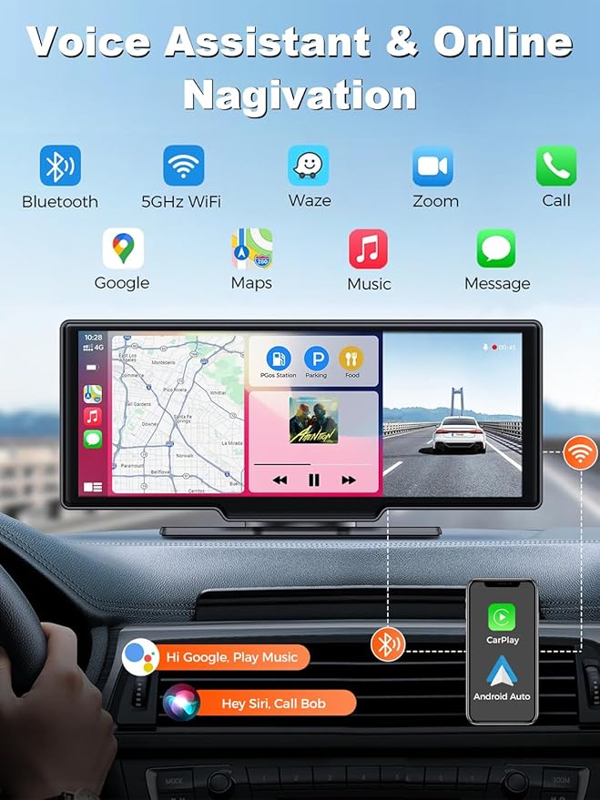 Apple Carplay Screen for Car, 10.26’’ Wireless CarPlay & Android Auto Screen - Image 4