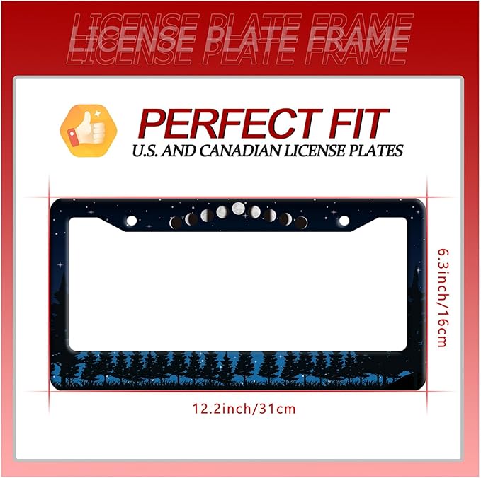 Moon Phase Forest Night License Plate Frame Moon License Plate Frames Stainless - Image 7