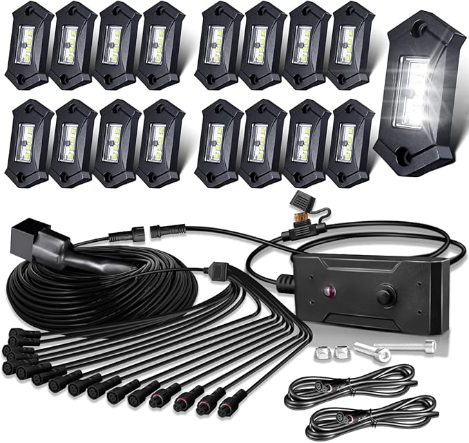 White Rock Lights, LEDMIRCY R3 Pure White LED Rock Lights Kit 16PCS by LEDMIRCY