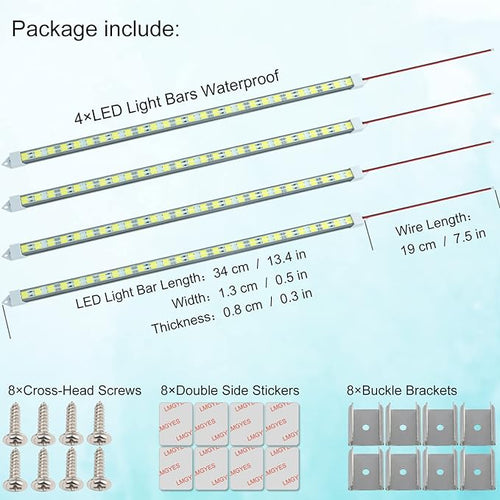 12V LED Light Bar Waterproof, 12V LED Light Strip 54 LEDs 7000K White Color - Image 2