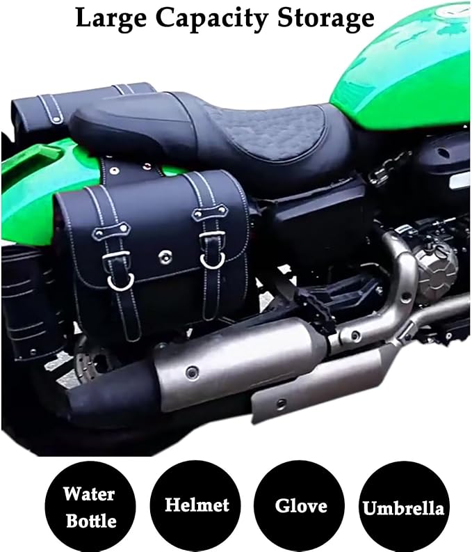 Motorcycle Saddlebags, Scooter Powersports Faux Leather Saddle Bags Motorcycles - Image 6