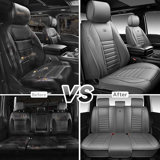 CAR PASS Nappa Leather Car Seat Covers Full Set, Luxury Seat Protector - Image 8