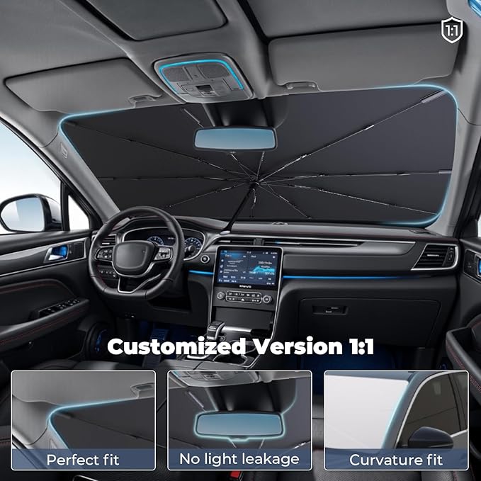 Windshield Sun Shade Umbrella for 2015-2024 Ford Edge Accessories: Custom Fit - Image 2
