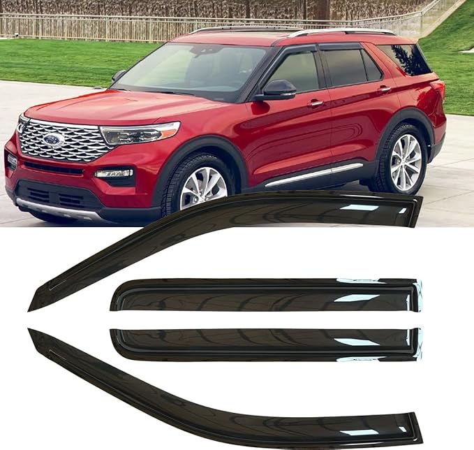 4pcs Original Shatterproof Rainproof Outside Mount Style Side Wind Deflectors by Deebior