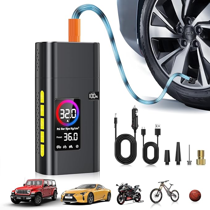 180PSI Tire Inflator Portable Air Compressor, 26000mAh Portable Tire Inflator by AIPOWAY