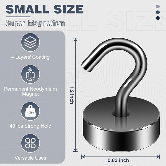 Neosmuk Magnetic Hooks, Cruise Ship Essentials, 40lb+ Heavy Duty Magnetic Hooks - Image 6