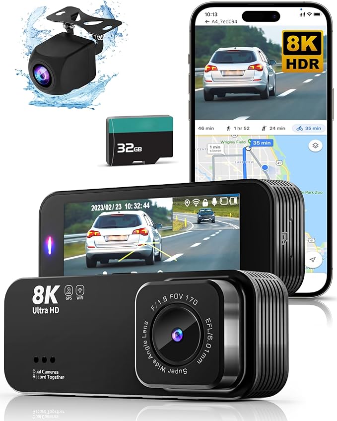 Dash Cam Front and Rear, 8K/2.5K UHD Dash Camera by lensuge